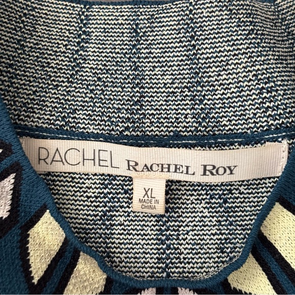RACHEL Rachel Roy Blue and Cream Knit Top - Picture 3 of 9